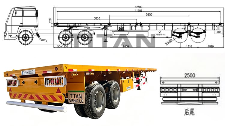 TITAN 40ft 2 Axle Flatbed Trailer for Sale in Sierra Leone
