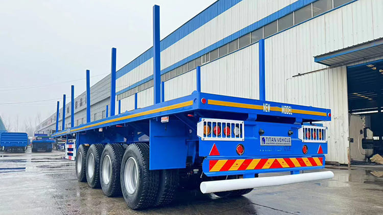 4 Axle Semi Truck Flatbed Trailer for Sale in C&ocirc;te d'Ivoire with Stakes