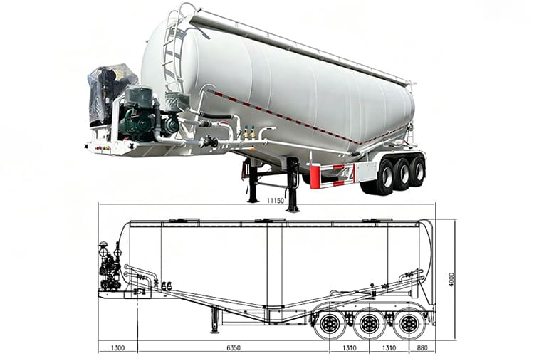 TITAN 3 Axle 50CBM Dry Bulk Cement Tanker Trailer for Sale in Saudi Arabia